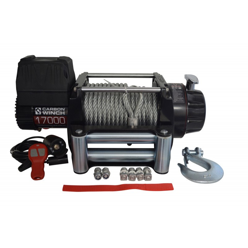 Carbon Winch 12V 17000lb Heavy Duty Series winch with steel cable - CW-17HDS